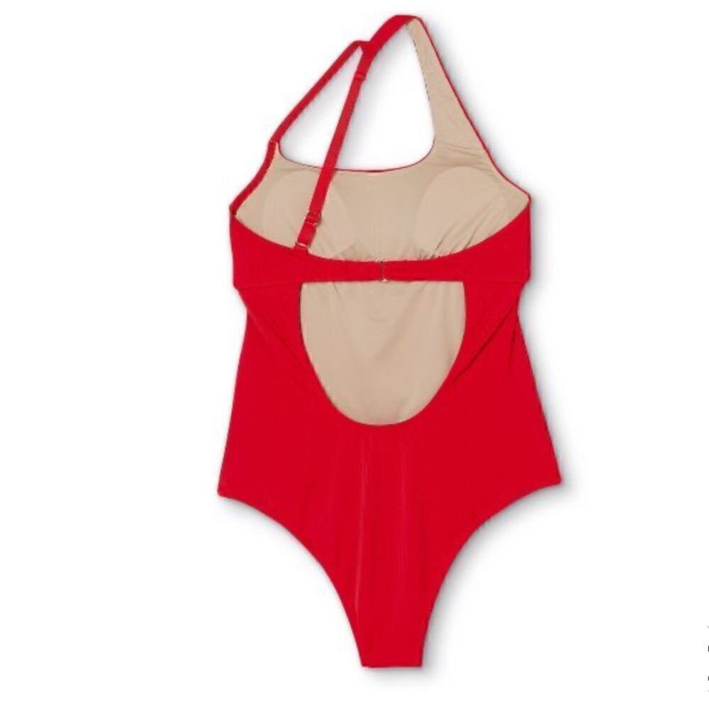 NWT Women's Ribbed Asymmetrical One Shoulder One Piece Swimsuit - Shade … - Picture 6 of 15